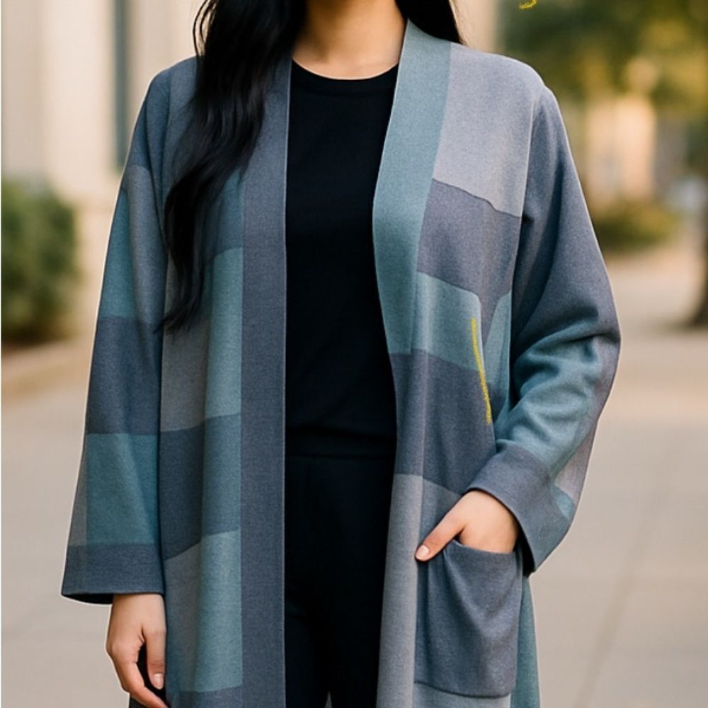 J.Jill Color Block Open Front Cardigan woman’s small